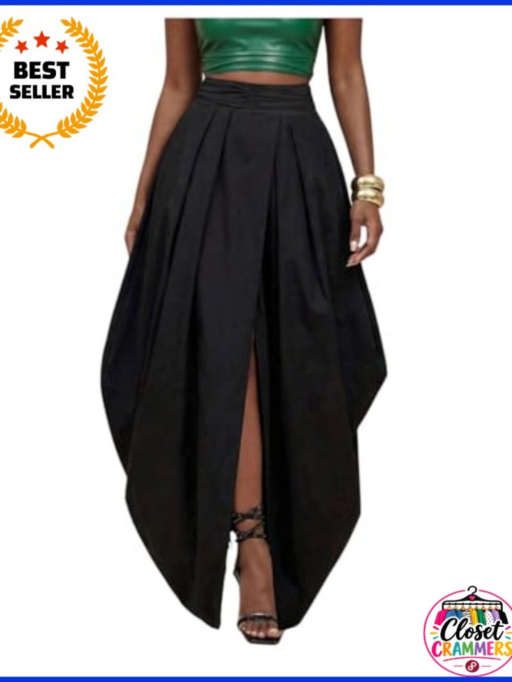 Verdusa Asymmetrical Slit Wrap Pleated Maxi Skirt Oversized Ruched High Waist A